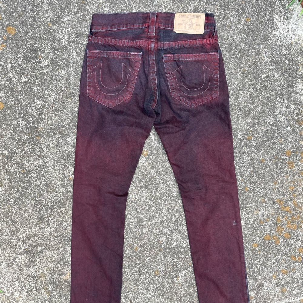 red straight leg true religion jeans
